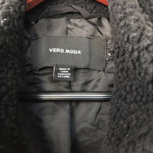 ladies size XL Vero Moda charcoal gray fleece teddycinch adjustable waist jacket - Picture 6 of 6